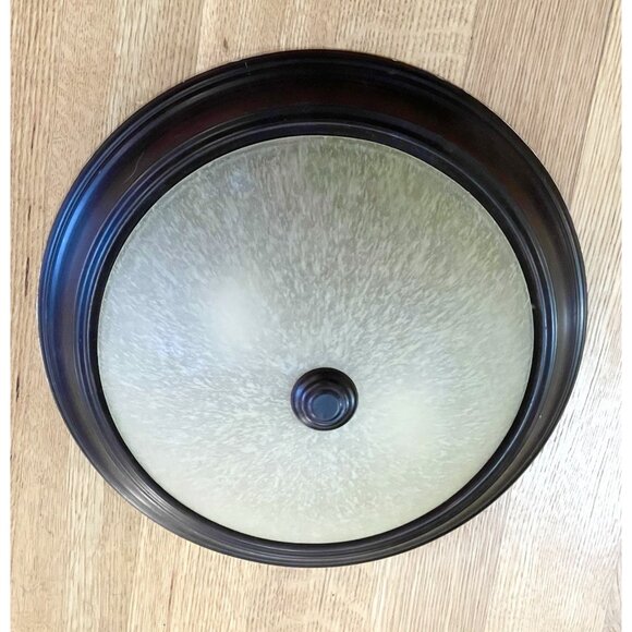 Flushmount Ceiling Light Fixture 13” Bronze 2-light Round Glass Dome 283109 - Picture 10 of 10